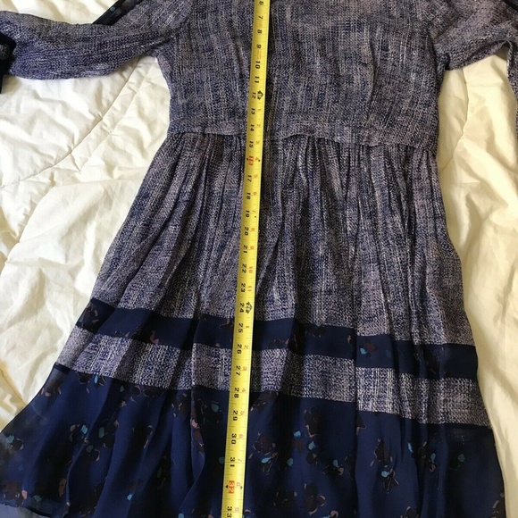 REBECCA TAYLOR Purple Linen Mix Media LS Dress - Picture 3 of 8